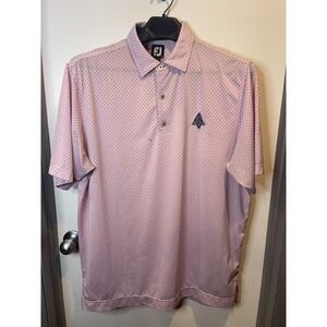 Foot Joy Mens Golf Polo (Pink) Size L Polka‎ Dots (Flaw See Pictures)